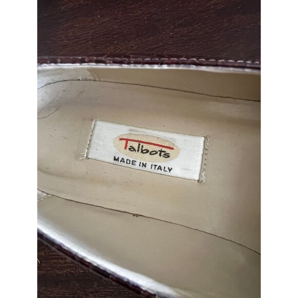 Talbots Womens Loafers Shoes Sz 7M Brown Tassel Leather Croc Embossed Italy - Picture 6 of 14